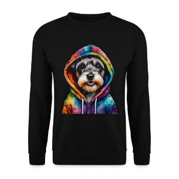 Zwergschnauzer Hoodie Hund Lustig Tier Print - Unisex Pullover - Schwarz - Vorne - Alina (178cm) & Michal (187cm)