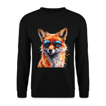 Fuchs Sonnenbrille Bunt Tier Design Print - Unisex Pullover - Schwarz - Vorne - Alina (178cm) & Michal (187cm)