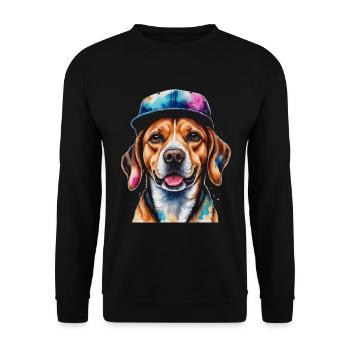 Beagle Snapback Cap Dog Funny Animal Design Print - Unisex Sweatshirt - black - Front - Alina (178cm) & Michal (187cm)
