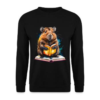 Capybara livre de lecture Capy coloré Animal Design Print - Sweat-shirt Unisexe - noir - Devant - Alina (178cm) & Michal (187cm)