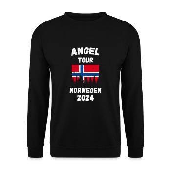NORWEGEN 2024 - Angel Tour nach Norwegen Flagge - Unisex Pullover - Schwarz - Vorne - Alina (178cm) & Michal (187cm)