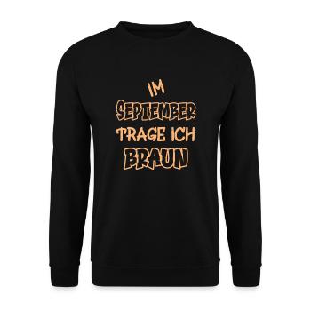 En septembre, je porte du marron en disant la couleur marron - Sweat-shirt Unisexe - noir - Devant - Alina (178cm) & Michal (187cm)
