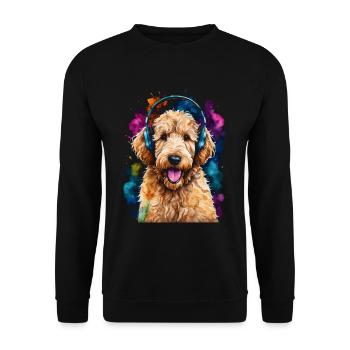 Goldendoodle Casque Chien Animal Design Imprimer - Sweat-shirt Unisexe - noir - Devant - Alina (178cm) & Michal (187cm)