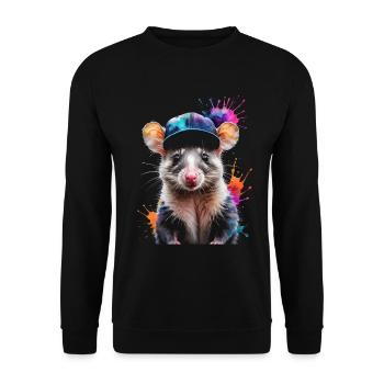 Opossum Snapback Cap Cool Tier Design Print - Unisex Sweatshirt - black - Front - Alina (178cm) & Michal (187cm)