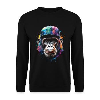 Gorille Snapback Cap Monkey Cool Animal Design Print - Sweat-shirt Unisexe - noir - Devant - Alina (178cm) & Michal (187cm)