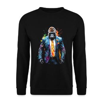 Costume de gorille singe Imprimé de conception d’animaux colorés - Sweat-shirt Unisexe - noir - Devant - Alina (178cm) & Michal (187cm)