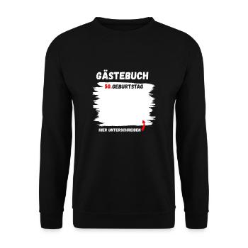 50. Geburtstag Mann Frau 50 Jahre Deko Lustig - Unisex Pullover - Schwarz - Vorne - Alina (178cm) & Michal (187cm)