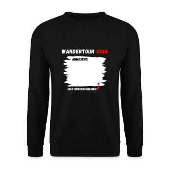 Wander Tour 2024 Berge Klettern T-Shirt - Unisex Pullover - Schwarz - Vorne - Alina (178cm) & Michal (187cm)
