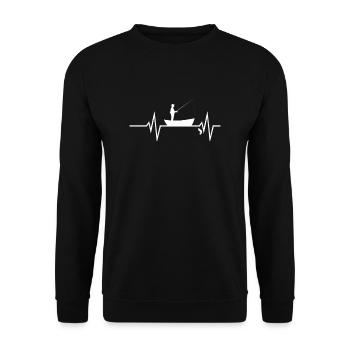Angel Herzschlag Angler Geschenk - Unisex Pullover - Schwarz - Vorne - Alina (178cm) & Michal (187cm)