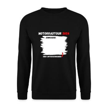 Bike Motorrad Biker Tour 2024 lustige Geschenkidee - Unisex Pullover - Schwarz - Vorne - Alina (178cm) & Michal (187cm)