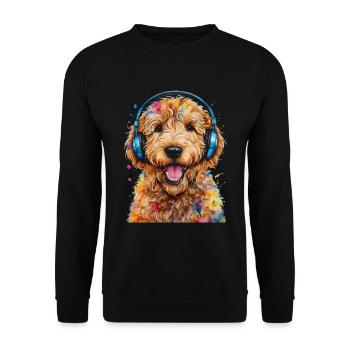 Goldendoodle Casque Chien Animal Design Imprimer - Sweat-shirt Unisexe - noir - Devant - Alina (178cm) & Michal (187cm)