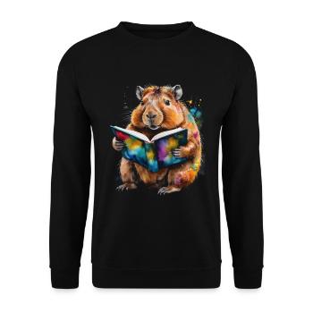 Capybara livre de lecture Capy coloré Animal Design Print - Sweat-shirt Unisexe - noir - Devant - Alina (178cm) & Michal (187cm)