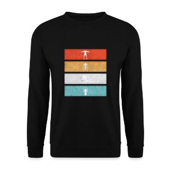 Vintage Style Calisthenics Retro Geschenk - Unisex Pullover - Schwarz - Vorne - Alina (178cm) & Michal (187cm)