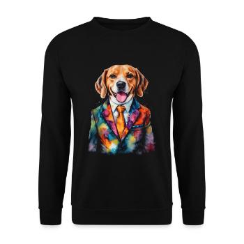 Beagle Suit Dog Colorful Funny Animal Design Print - Unisex Sweatshirt - black - Front - Alina (178cm) & Michal (187cm)