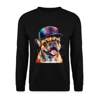 Bouledogue Français Snapback Cap Frenchie Dog - Sweat-shirt Unisexe - noir - Devant - Alina (178cm) & Michal (187cm)