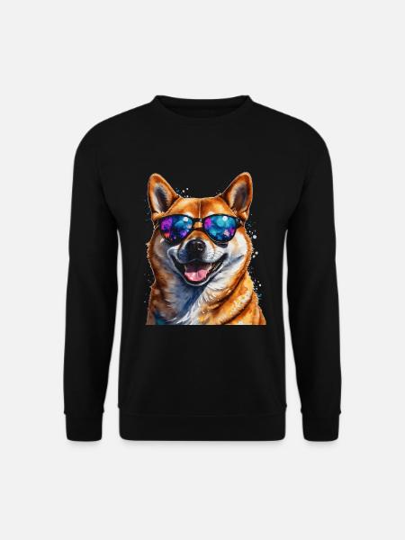 Shiba Inu Sonnenbrille Hund Lustig Design Print - Unisex Pullover - Schwarz