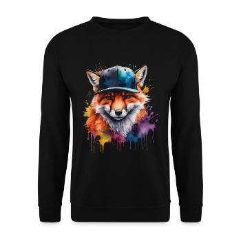 Casquette Fox Snapback Cool Animal Design Print - Sweat-shirt Unisexe - noir - Devant - Alina (178cm) & Michal (187cm)