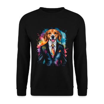 Beagle Suit Dog Colorful Funny Animal Design Print - Unisex Sweatshirt - black - Front - Alina (178cm) & Michal (187cm)