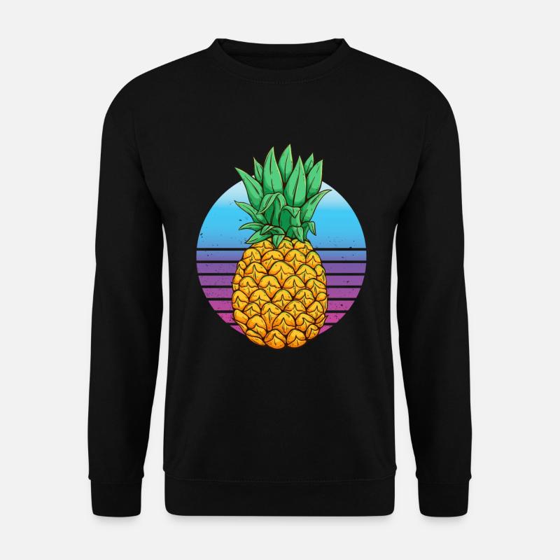 Tropical Pineapple Retro Sunset Illustration - Unisex Sweatshirt - black