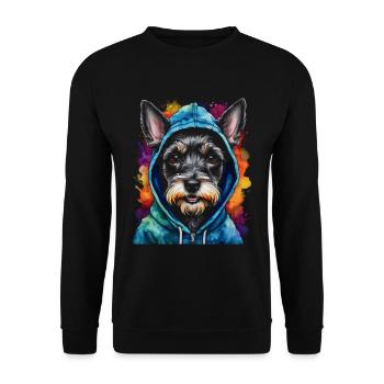 Zwergschnauzer Hoodie Hund Lustig Tier Print - Unisex Pullover - Schwarz - Vorne - Alina (178cm) & Michal (187cm)
