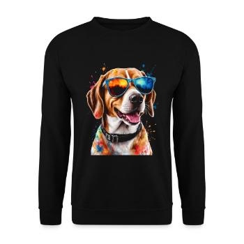 Beagle Sunglasses Dog Funny Animal Design Print - Unisex Sweatshirt - black - Front - Alina (178cm) & Michal (187cm)