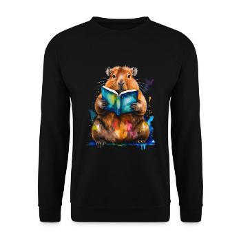 Capybara livre de lecture Capy coloré Animal Design Print - Sweat-shirt Unisexe - noir - Devant - Alina (178cm) & Michal (187cm)