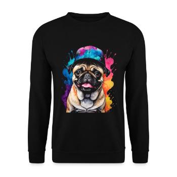 Carlin Snapback Cap Chien Coloré Drôle Design Imprimer - Sweat-shirt Unisexe - noir - Devant - Alina (178cm) & Michal (187cm)