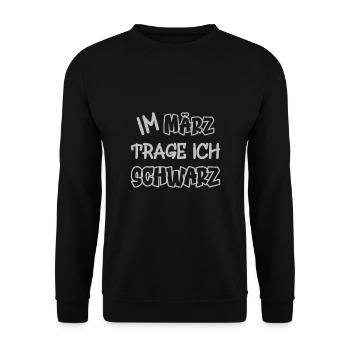 En mars, je porte du noir en disant couleur noire - Sweat-shirt Unisexe - noir - Devant - Alina (178cm) & Michal (187cm)