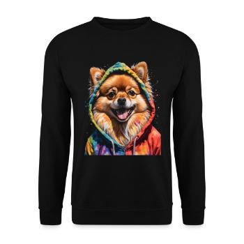 Pomeranian Pomeranian Pomeranian Hoodie Dog Print - Unisex Sweatshirt - black - Front - Alina (178cm) & Michal (187cm)