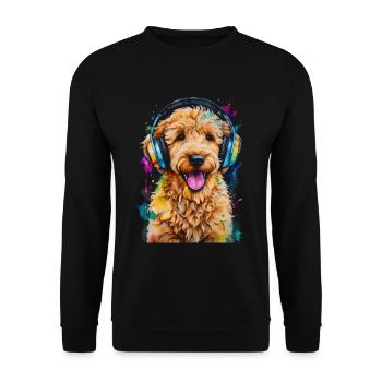 Goldendoodle Casque Chien Animal Design Imprimer - Sweat-shirt Unisexe - noir - Devant - Alina (178cm) & Michal (187cm)