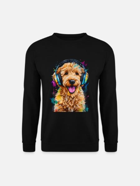 Goldendoodle Kopfhörer Hund Tier Design Print - Unisex Pullover - Schwarz