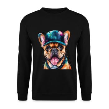 Bouledogue Français Snapback Cap Frenchie Dog - Sweat-shirt Unisexe - noir - Devant - Alina (178cm) & Michal (187cm)