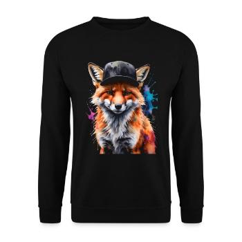 Casquette Fox Snapback Cool Animal Design Print - Sweat-shirt Unisexe - noir - Devant - Alina (178cm) & Michal (187cm)