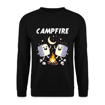 Camping Lagerfeuer Marshmallow Camper Lustig - Unisex Pullover - Schwarz - Vorne - Alina (178cm) & Michal (187cm)
