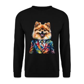 Poméranien Poméranien Costume Chien Imprimé Coloré - Sweat-shirt Unisexe - noir - Devant - Alina (178cm) & Michal (187cm)