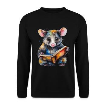 Possum Lecture Coloré Animal Design Imprimer - Sweat-shirt Unisexe - noir - Devant - Alina (178cm) & Michal (187cm)