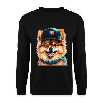 Loulou de Poméranie Casquette Snapback Chien Imprimé - Sweat-shirt Unisexe - noir - Devant - Alina (178cm) & Michal (187cm)