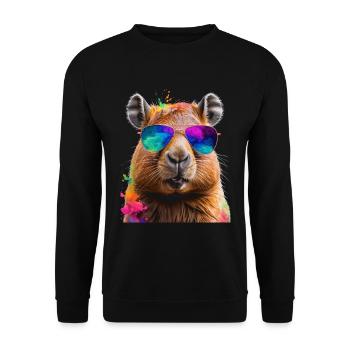 Lunettes de soleil Capybara Capy Colorful Animal Design Print - Sweat-shirt Unisexe - noir - Devant - Alina (178cm) & Michal (187cm)