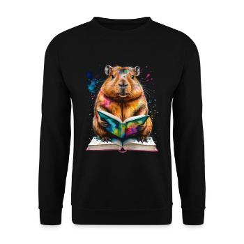 Capybara livre de lecture Capy coloré Animal Design Print - Sweat-shirt Unisexe - noir - Devant - Alina (178cm) & Michal (187cm)