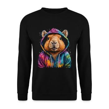 Capybara Hoodie Capy Colorful Animal Design Print - Unisex Sweatshirt - black - Front - Alina (178cm) & Michal (187cm)