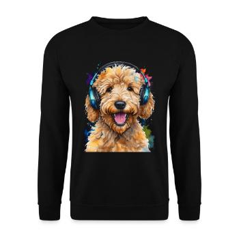 Goldendoodle Casque Chien Animal Design Imprimer - Sweat-shirt Unisexe - noir - Devant - Alina (178cm) & Michal (187cm)