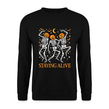 Staying Alive Funny Halloween Dancing Skeletons - Unisex Sweatshirt - black - Front - Alina (178cm) & Michal (187cm)