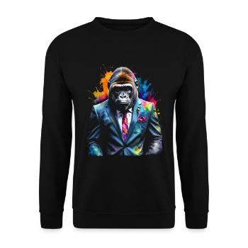 Costume de gorille singe Imprimé de conception d’animaux colorés - Sweat-shirt Unisexe - noir - Devant - Alina (178cm) & Michal (187cm)