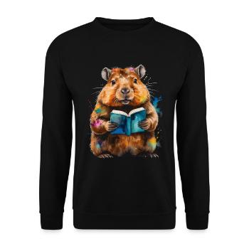 Capybara livre de lecture Capy coloré Animal Design Print - Sweat-shirt Unisexe - noir - Devant - Alina (178cm) & Michal (187cm)