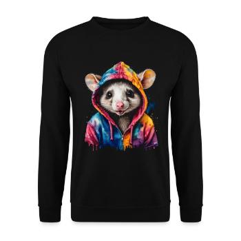 Sweat à capuche opossum Imprimé de design d’animal coloré - Sweat-shirt Unisexe - noir - Devant - Alina (178cm) & Michal (187cm)