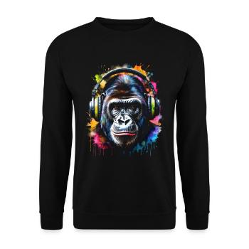 Casque Gorille Singe Coloré Animal Design Imprimer - Sweat-shirt Unisexe - noir - Devant - Alina (178cm) & Michal (187cm)