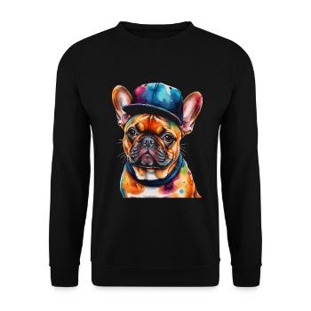 Bouledogue Français Snapback Cap Frenchie Dog - Sweat-shirt Unisexe - noir - Devant - Alina (178cm) & Michal (187cm)