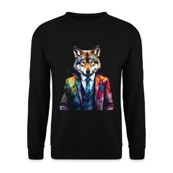 Wolf Suit Colorful Animal Design Print - Unisex Sweatshirt - black - Front - Alina (178cm) & Michal (187cm)