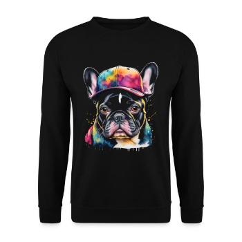 Bouledogue Français Snapback Cap Frenchie Dog - Sweat-shirt Unisexe - noir - Devant - Alina (178cm) & Michal (187cm)
