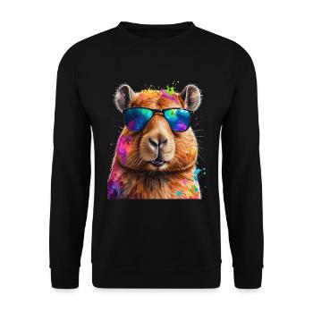 Lunettes de soleil Capybara Capy Colorful Animal Design Print - Sweat-shirt Unisexe - noir - Devant - Alina (178cm) & Michal (187cm)
